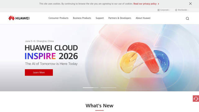 Screenshot: huawei.com - uses huaweifont