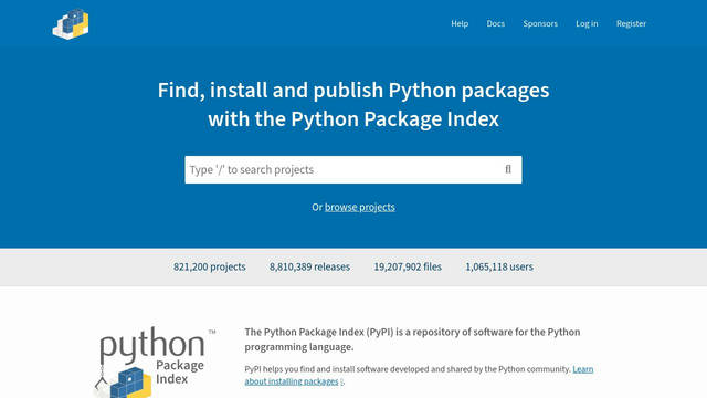 Screenshot: pypi.org - uses Font Awesome\ 7 Brands