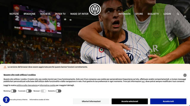 Screenshot: inter.it - uses Giorgio Sans