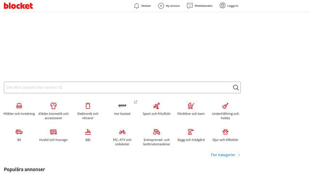 Screenshot: blocket.se - uses BlocketSans-Medium