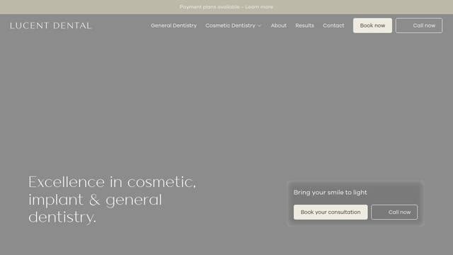 Screenshot: lucentdental.com.au - uses Galano Grotesque Medium Placeholder