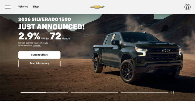 Screenshot: chevrolet.com - uses ChevySans