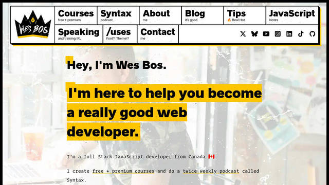 Screenshot: wesbos.com - uses HCo Operator Mono