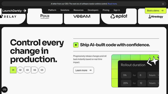 Screenshot: launchdarkly.com - uses headingFont2