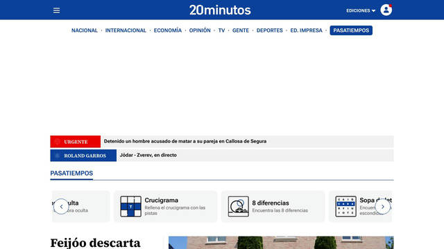 Screenshot: 20minutos.es - uses Source-Serif