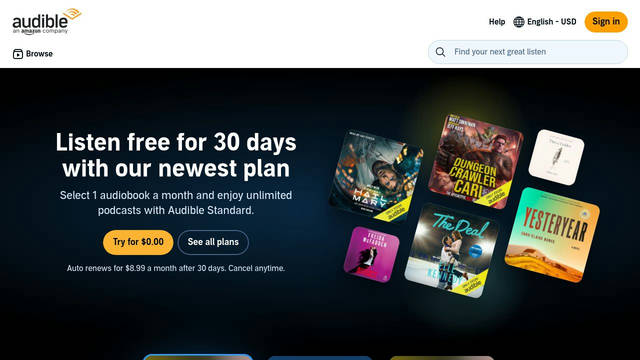 Screenshot: audible.com - uses Audible Sans