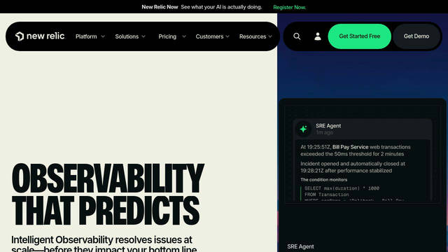 Screenshot: newrelic.com - uses Mona Sans
