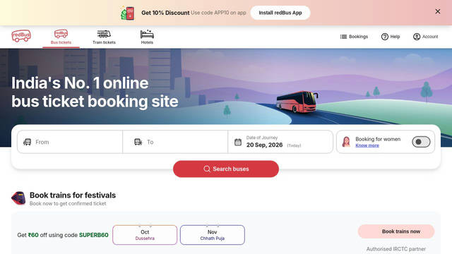 Screenshot: redbus.in - uses home_icons