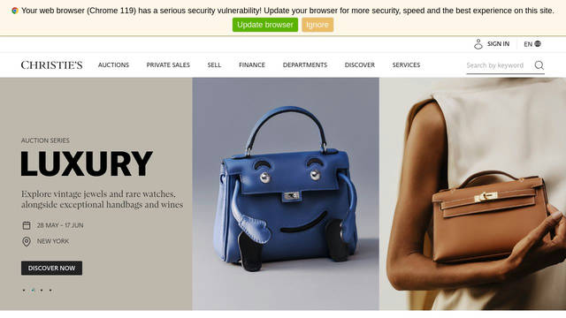 Screenshot: christies.com - uses ABCArizonaSans