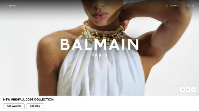 Screenshot: balmain.com - uses Balmain Sans