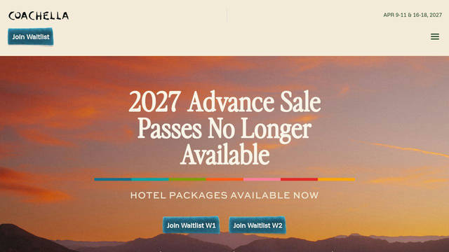 Screenshot: coachella.com - uses Perfectly Nineties