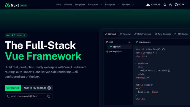 Screenshot: nuxtjs.org - uses Public Sans
