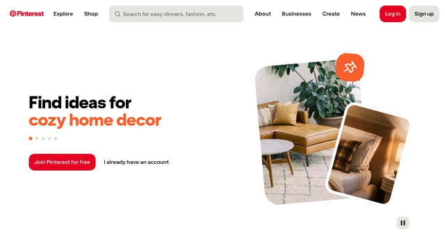 Screenshot: pinterest.com - uses Pin Sans