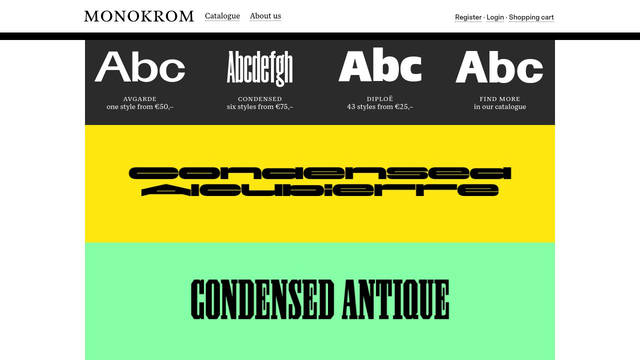Screenshot: monokrom.no - uses Numera Web Regular