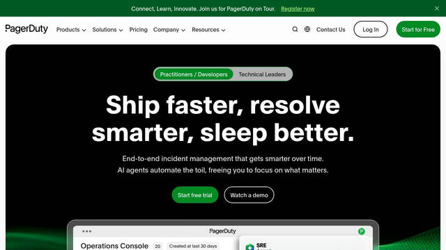 Screenshot: pagerduty.com - uses plainFont
