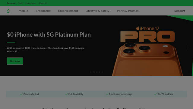 Screenshot: starhub.com - uses DINWeb