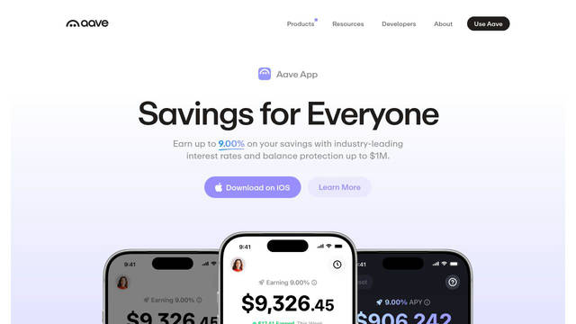Screenshot: aave.com - uses Aave Repro