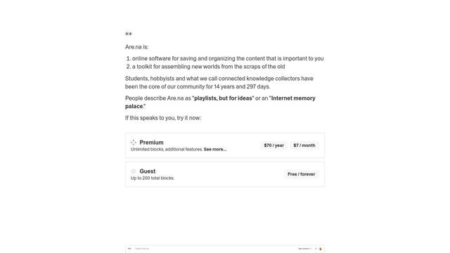Screenshot: are.na - uses areal
