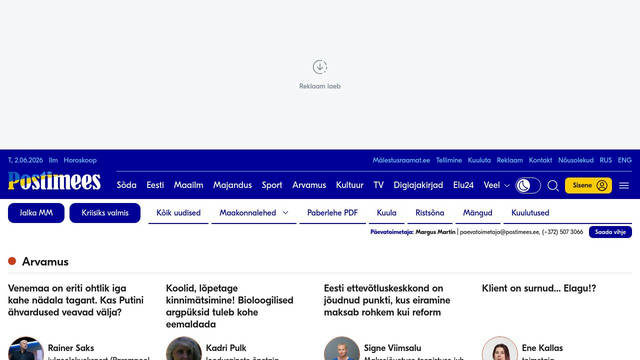 Screenshot: postimees.ee - uses charter Screenshot: postimees.ee - uses charter