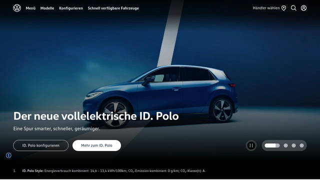 Screenshot: volkswagen.com - uses vw-text