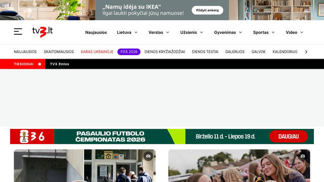 Screenshot: tv3.lt - uses Inter Bold
