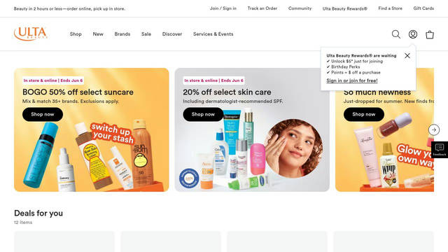 Screenshot: ulta.com - uses Circular Std