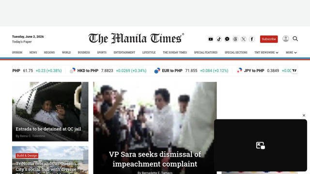 Screenshot: manilatimes.net - uses Libre Baskerville