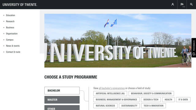 Screenshot: utwente.nl - uses UT-iconfont