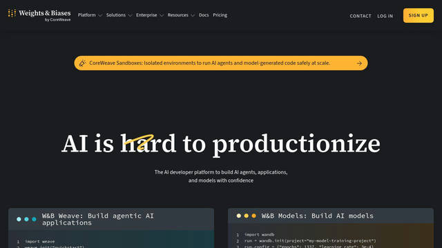 Screenshot: wandb.ai - uses Source Serif 4