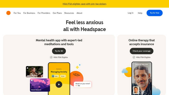 Screenshot: headspace.com - uses Apercu Pro Mono