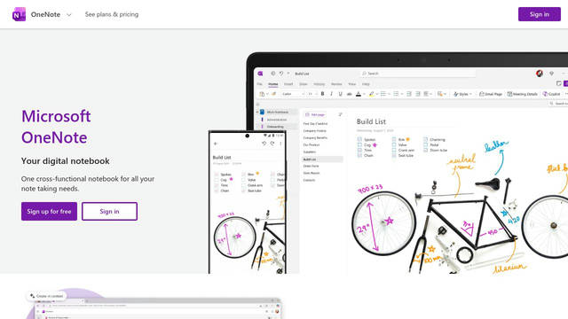 Screenshot: onenote.com - uses FluentRegular
