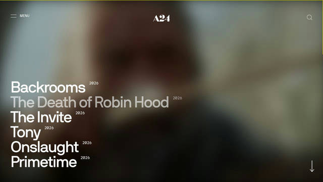 Screenshot: a24films.com - uses NB International Web