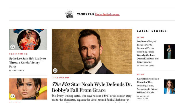 Screenshot: vanityfair.com - uses VFSans