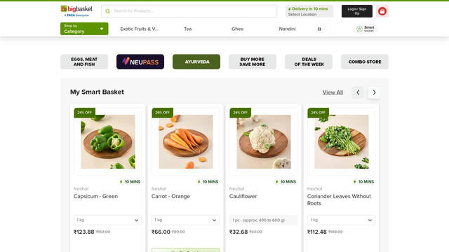 Screenshot: bigbasket.com - uses ProximaNova