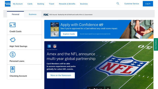 Screenshot: americanexpress.com - uses Guardian