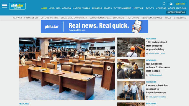 Screenshot: philstar.com - uses robotomedium