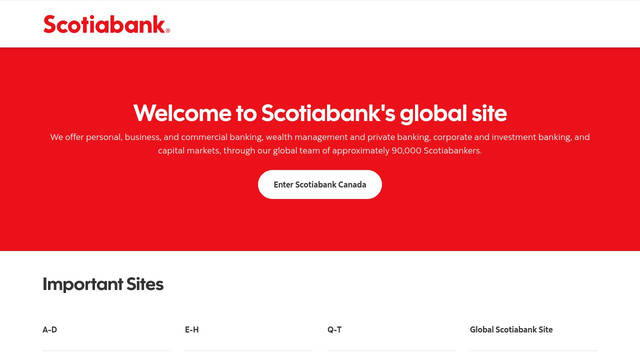 Screenshot: scotiabank.com - uses Frutiger-Bold