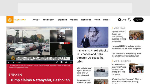 Screenshot: aljazeera.com - uses Al-Jazeera Screenshot: aljazeera.com - uses Al-Jazeera