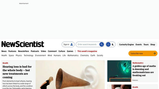 Screenshot: newscientist.com - uses ff-enzo-web