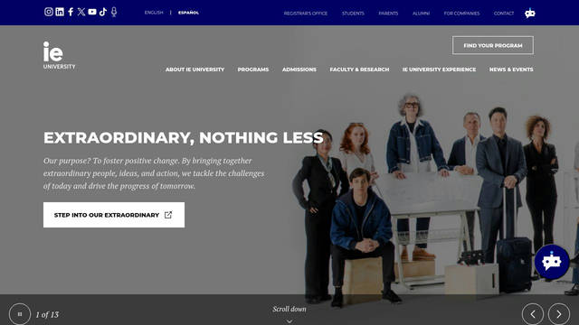 Screenshot: ie.edu - uses Apparel Display