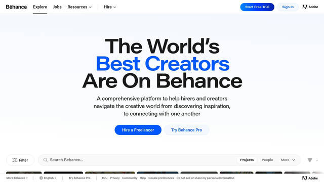 Screenshot: behance.net - uses adobe-clean-han-japanese