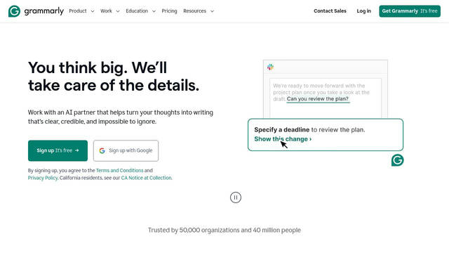 Screenshot: grammarly.com - uses Matter