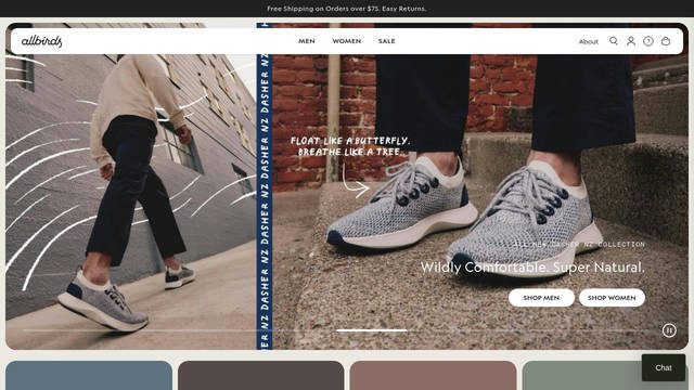 Screenshot: allbirds.com - uses Self Modern