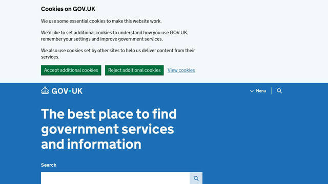 Screenshot: gov.uk - uses GDS Transport