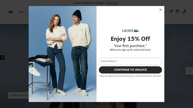 Screenshot: lacoste.com - uses FFModern