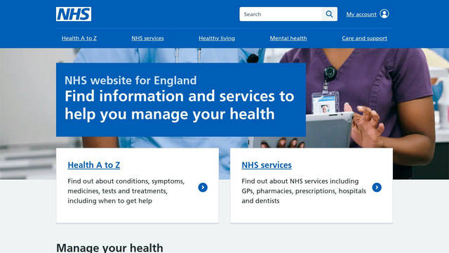 Screenshot: nhs.uk - uses Frutiger W01
