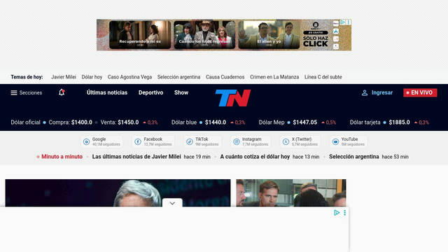Screenshot: tn.com.ar - uses TT Interface