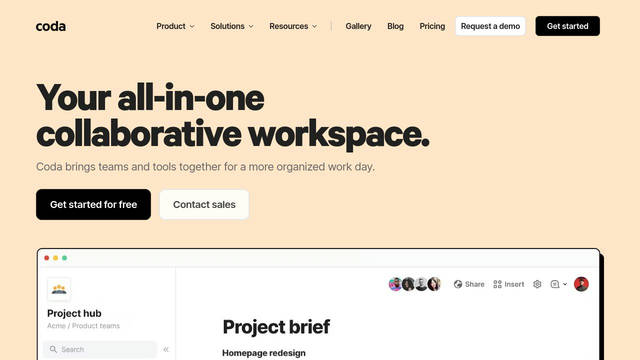 Screenshot: coda.io - uses source-serif-pro