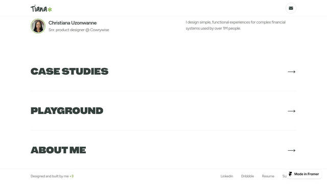 Screenshot: hellotiana.framer.website - uses BBH Hegarty