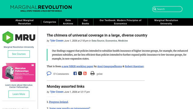 Screenshot: marginalrevolution.com - uses Roboto Flex